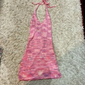 Pink knit mini dress